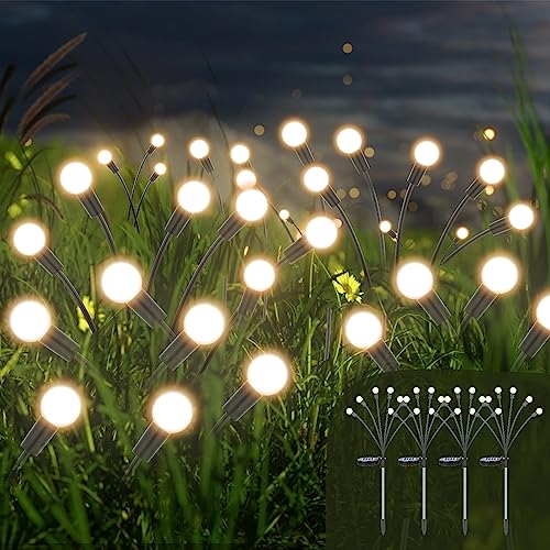 Firefly Solar Gartenleuchten,4 Stück Glühwürmchen Lichter Wasserdicht Swinging Garten Lichter,Swinging Solar Pathway Lights Solarleuchten für Garten für Garten, Außenbereich, Hof Dekorative