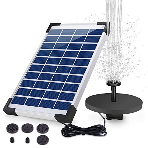 AISITIN Solar Springbrunnen 5.5W Eingebaute 1500mAh Batterie Solar Teichpumpe Wasserpumpe Solar Schwimmender...