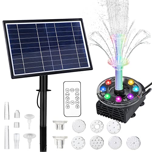 Forever Speed 10W LED Solar Springbrunnen mit Fernbedienung Solarbrunnen Solar Teichpumpe mit Akku 5000 mAH Solar Wasserpumpe für Garten, Kleiner Teich, Max Wassersprühhöhe 0.85M 230L/H