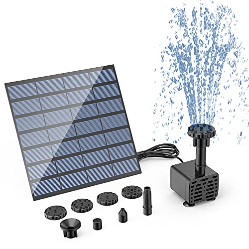 AISITIN Solar Springbrunnen für Außen 1.5W DIY Solarbrunnen für Draussen 2024 Upgrade Solarpumpe mit 3m Kabel,Solar Brunnen mit 6 Fontänenstile Solar Teichpumpe für Garten,Vogelbad,Teich