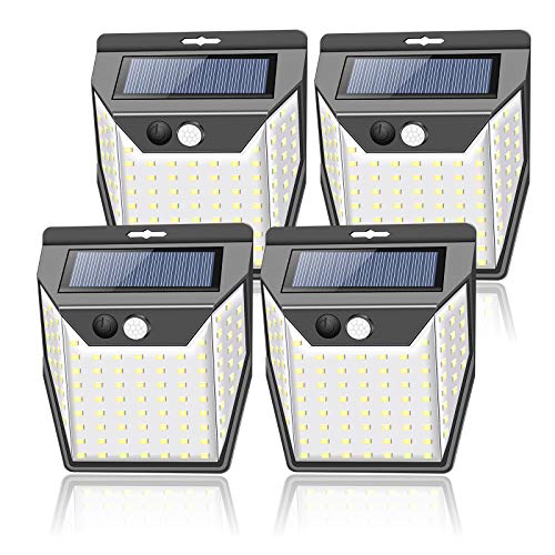 ZEEFO 99 LEDs Solarlampen für Außen mit Bewegungsmelder aussen[4 Stück/2000mAh] Solarleuchten für außen...