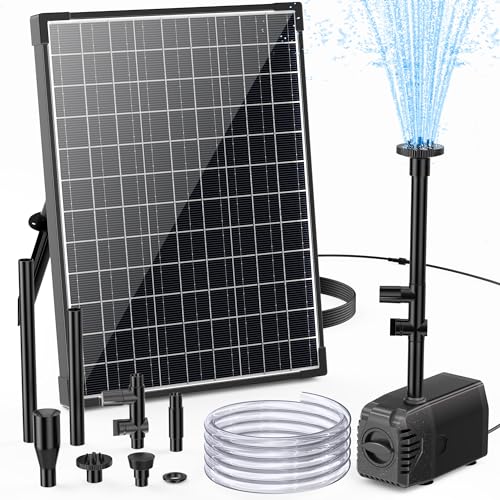 Biling Teichpumpe Solar 20W 1200L/H Solar Brunnenpumpen mit 2M Bachlaufschlauch DIY Wasserspiel 5M Leitungslänge 2,3m Förderhöhe Solar Bachlaufpumpen für Teich Wasserfall Pool