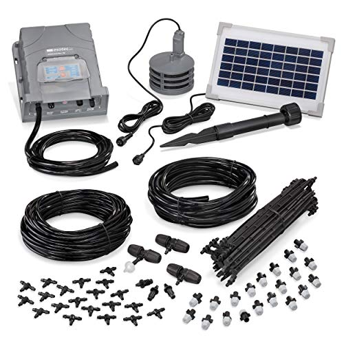 esotec Solar Bewässerungssystem WaterSpray Professional | Bewässerungscomputer | Pflanzenbewässerung mit 20 Sprüher | Automatische Bewässerung für Garten Hochbeet Balkon Gewächshaus 101122