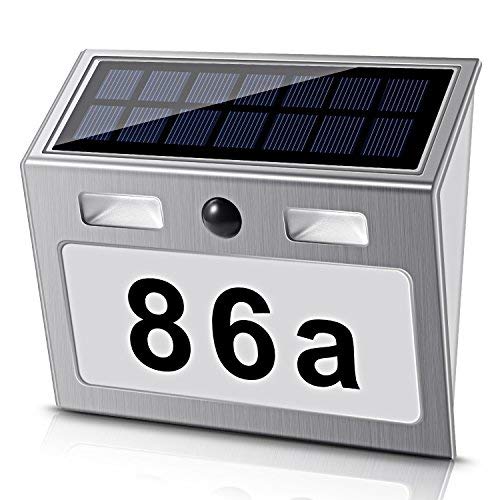 ECHTPower Solar beleuchtete Hausnummer mit 7 LEDs, umweltfreundlich, weiße Solar-Hausnummernleuchte mit...