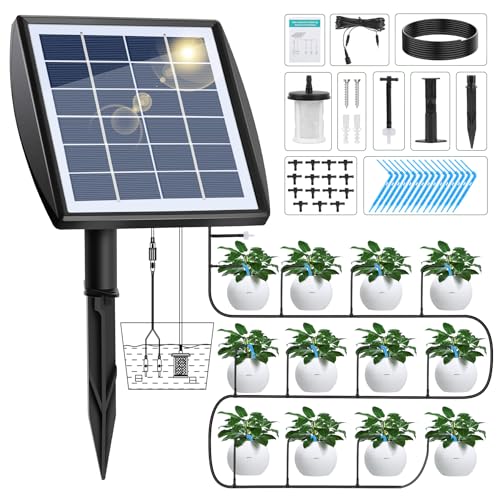 Forever Speed Solar Bewässerungssystem Automatisches Set mit Wassersensor, Selbstbewässerungsgeräte mit Timer, 15 M Schlauch für Garten, Balkon Pflanzen, Kübelpflanzen im Freien