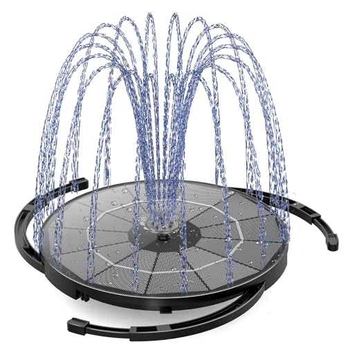 AISITIN DIY Solar Springbrunnen 2 in 1 mit 3.5W Abnehmbares Solarpanel, Teichpumpe mit Fester Halterung, Runden Solarbrunnen mit 8 Fontänenstile für Gartenteich,Vogelbad,DIY Wasserspiel