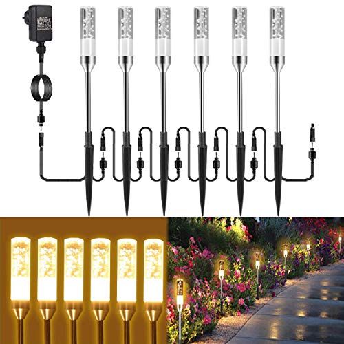 B-right Gartenbeleuchtung 6er Set Gartenleuchte mit Erdspieß, Außenleuchte mit Stecker, Landschaftslicht Wegleuchte Gartenlampe mit Kabel, 570LM, 2700K, IP65 Wasserdicht Außenbeleuchtung für Outdoor