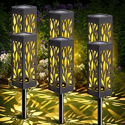 Solarlampen Für Außen Garten, 6 Stück Solarleuchten Garten Solarlampen für Außen,IP65 Wasserdicht Solarleuchten für Außen,AUTO EIN/AUS+18 LED Solarlampen Für Außen Garten,90 Lumen Solarleuchten Garten