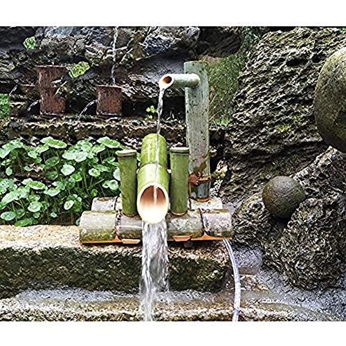 Brunnen aus Bambus, Garten-Kaskadenbrunnen, Wasserspeier für den Außenbereich, 100% handgefertigt (25 cm) (25 cm) (25 cm)